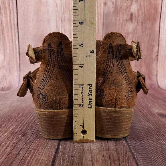 *READ* Roper Womens Size 6 Willa Embroidery Snip Toe Casual Ankle Boots Brown - Picture 14 of 16